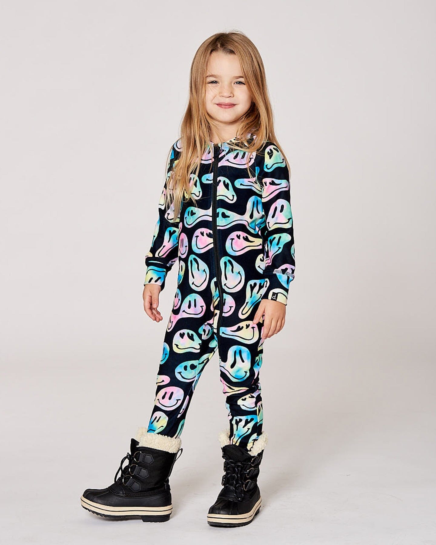 One-Piece Thermal Underwear Smiley Face Girl-1