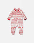 Organic Cotton Baby One-Piece Pajama Red And White Fairisle-0