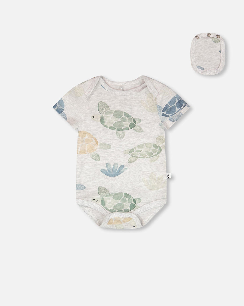 3 Pack Evolutive Organic Cotton Jersey Onesies Grey Mix Turtle Print-2