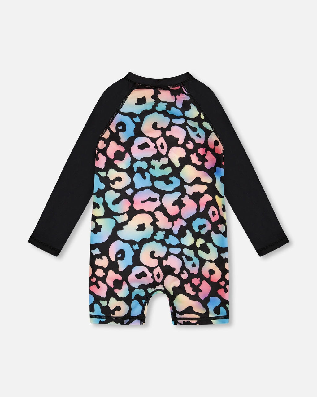 One-Piece Long Sleeve Rashguard Black Leopard Print-2