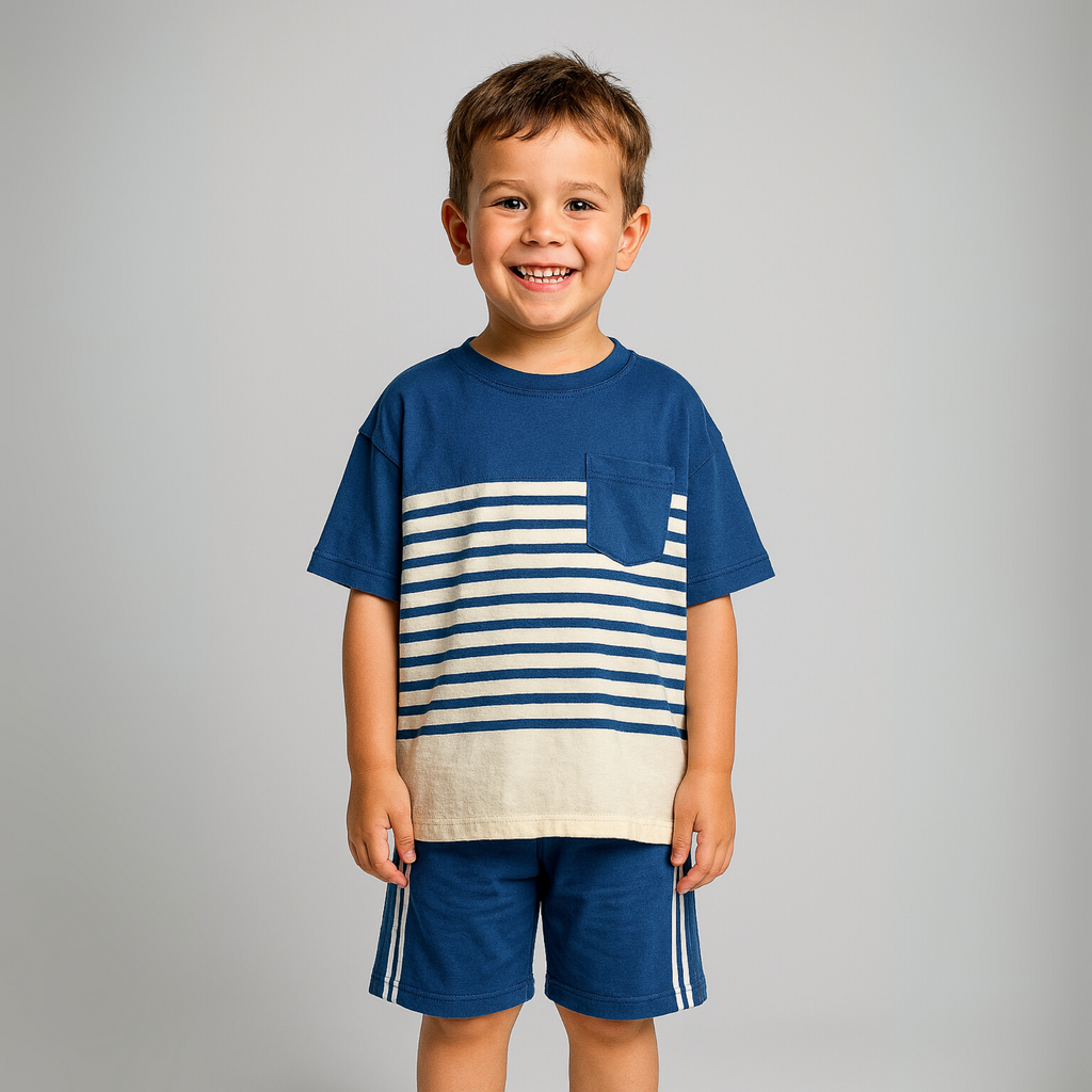 Classic Stripes Oversize Short Set-0