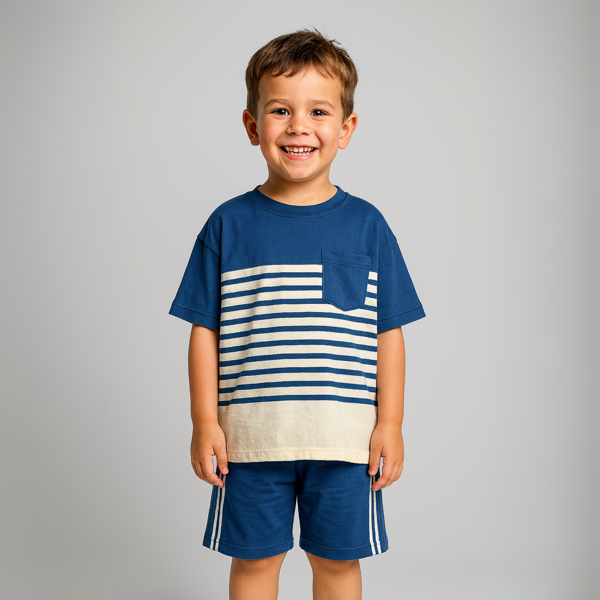Classic Stripes Oversize Short Set-0